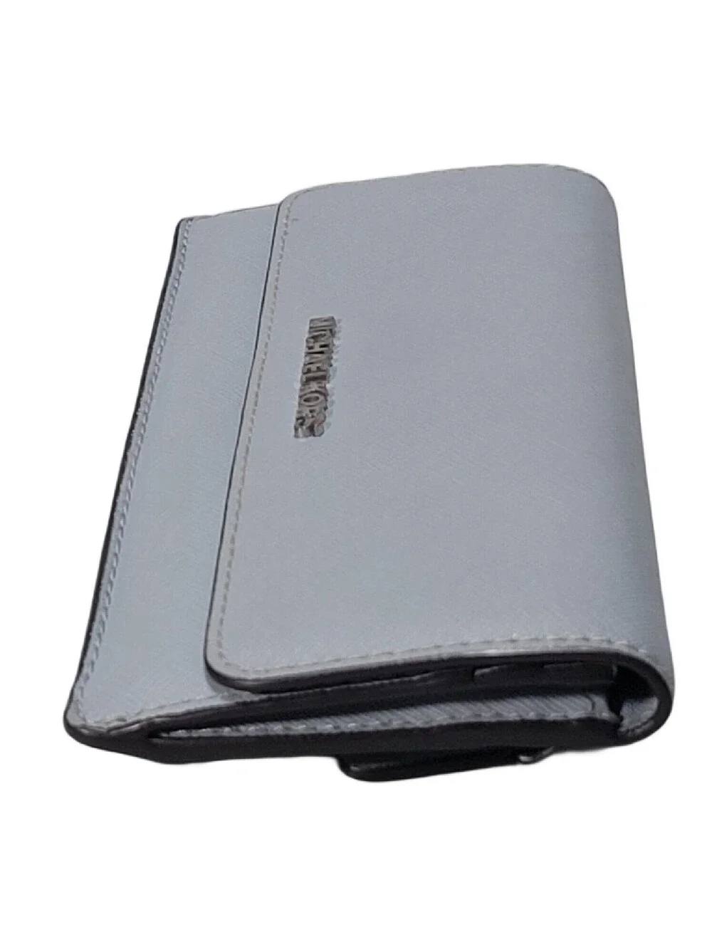 Michael Kors Women's Jet Set Travel Flat Wallet Gray Saffiano Leather